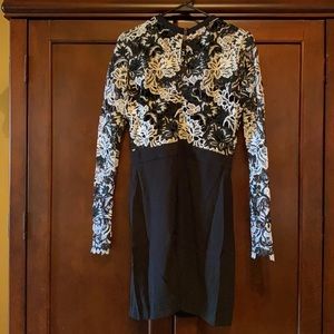 Black and white floral lace dress